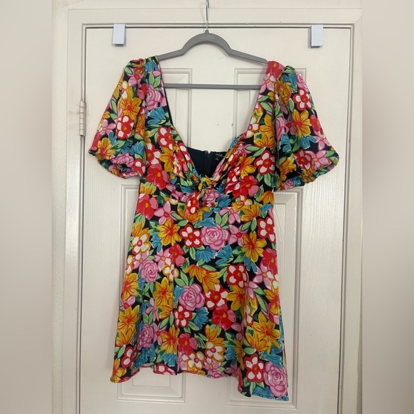 For Love & Lemons Mallory Satin Cut Out Mini Dress size large In - Picture 3 of 5